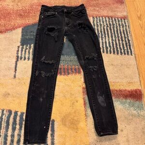 American Eagle Outfitters Black Distressed Skinny Pants